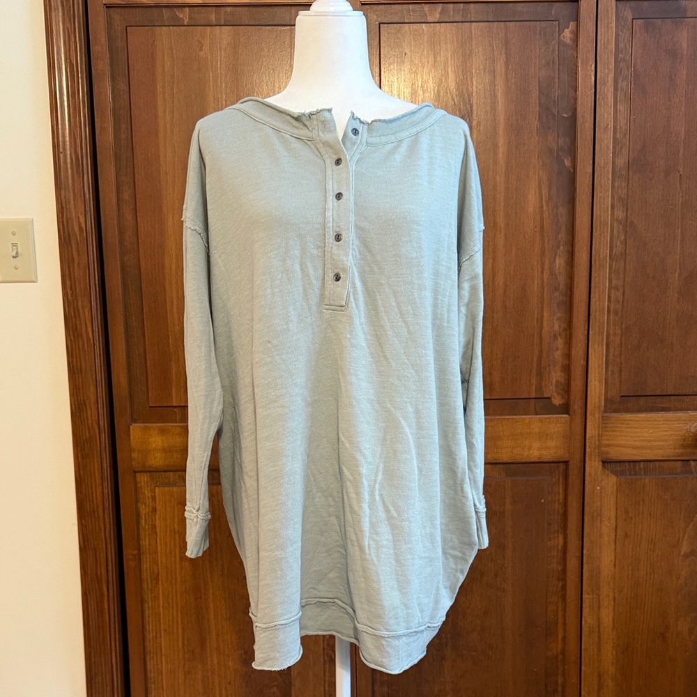 Intimately Free People Light Blue Henley Shirt NWOT